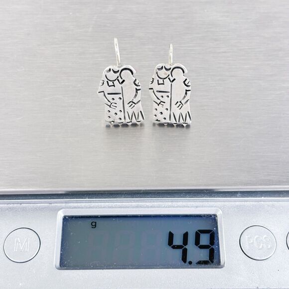 Embracing Couple Drop Earrings | Vintage Sterling Silver 925 - Picture 7 of 7